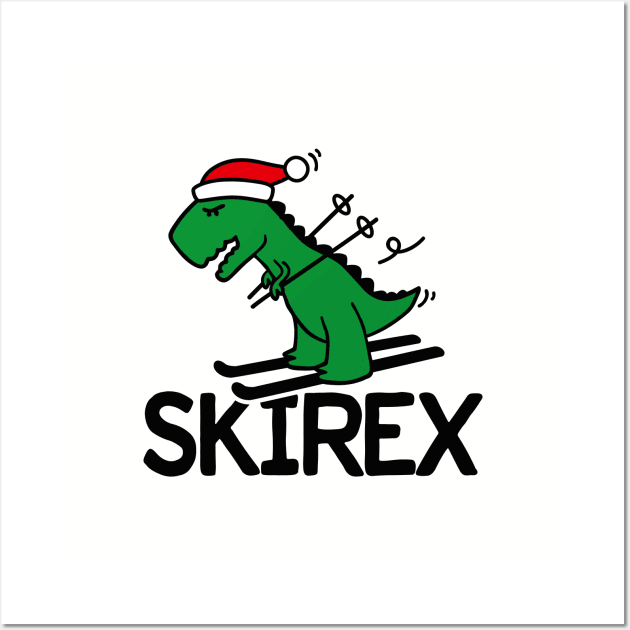 Skirex T-Rex Ski skiing Dinosaur Christmas gift Wall Art by LaundryFactory